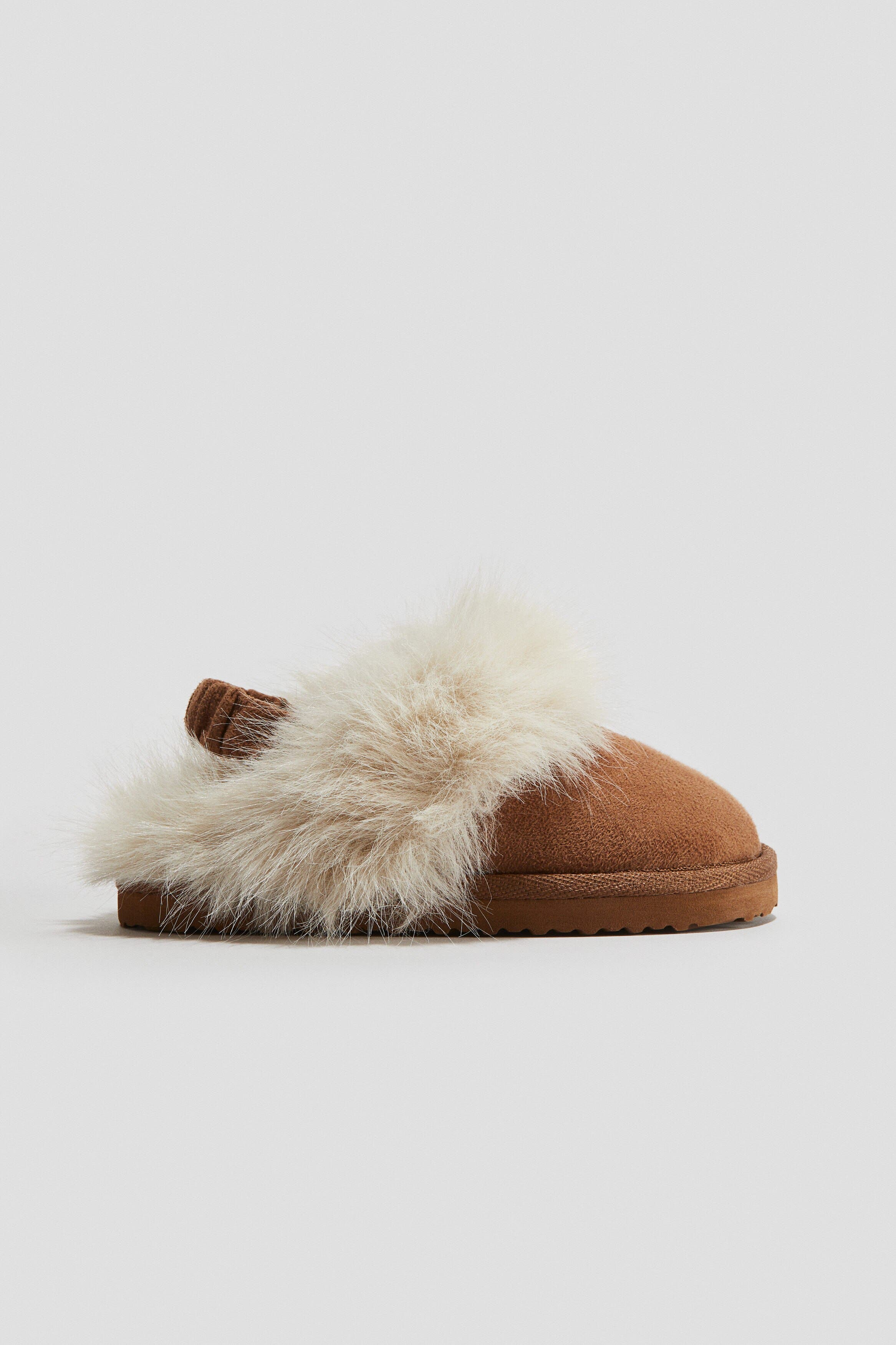 H&M Fluffy-lined Slippers, Main, color, Light Brown