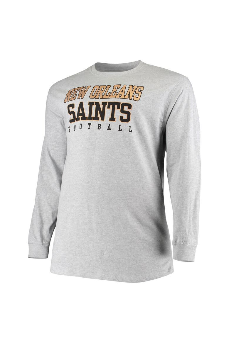 Men's Fanatics Branded Heathered Gray New Orleans Saints Big & Tall Practice Long Sleeve T-Shirt, Alternate, color, Heather Gray