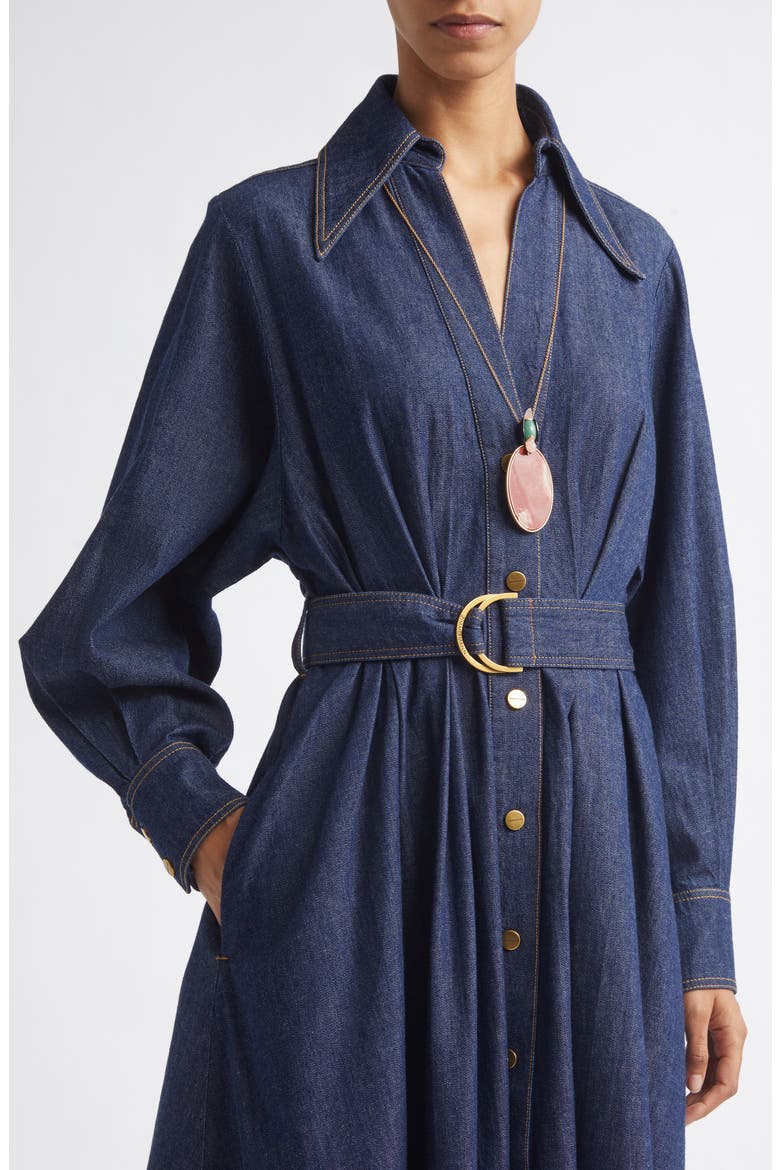 Belted Long Sleeve Denim Shirtdress, Alternate, color, HARBOUR BLUE