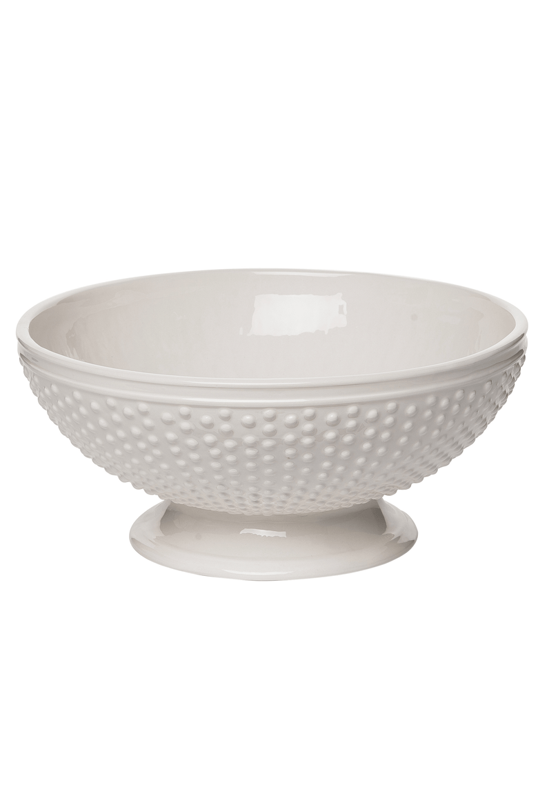 Dolomite 12.25 in. White Hobnail Dotted Pedestal Bowl, Decorative Footed Bowl for Tabletop, Centerpiece, Dining & Home Décor, Alternate, color, White