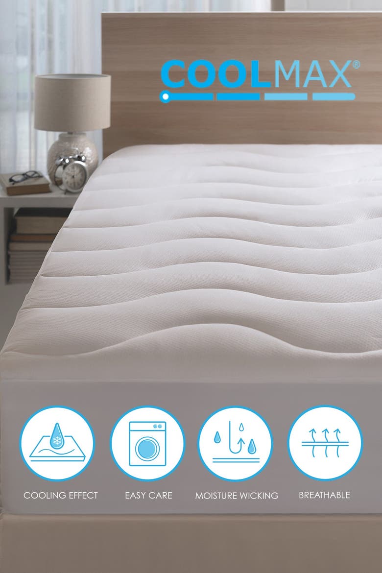 Coolmax Twin Moisture Wicking Performance Mattress Pad, Alternate, color, WHITE