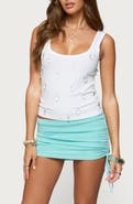EDIKTED Zelena Faux Crystal Rib Tank