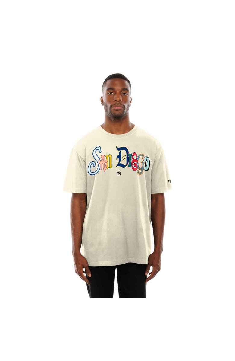 New Era Men's New Era  Cream San Diego Padres Ransom Note Oversized T-Shirt, Main, color, Cream