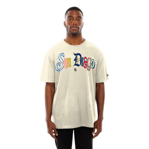 Men's New Era  Cream San Diego Padres Ransom Note Oversized T-Shirt