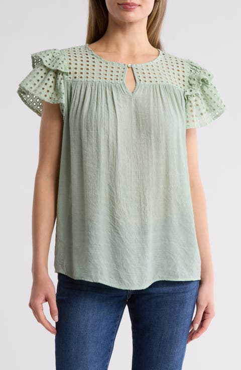 Demi Eyelet Sleeve Top