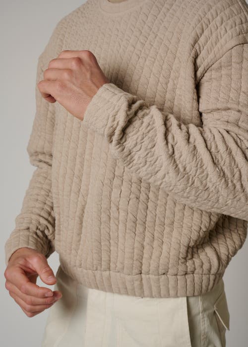 Leisure Lab Quilt Crewneck Sweater In Beige