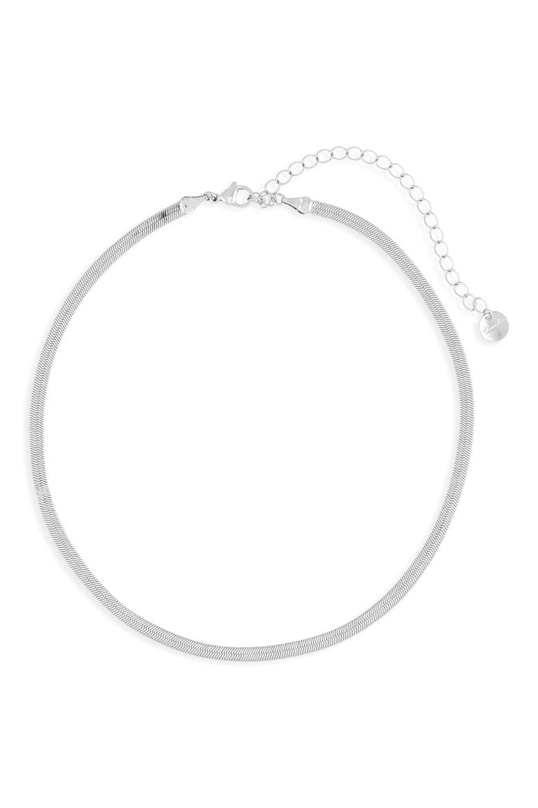 Skinny Herringbone Necklace, Main, color, SILVER
