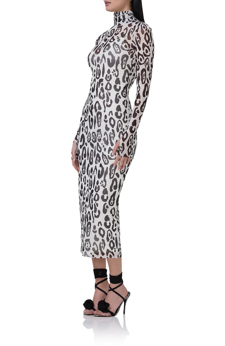AFRM Shailene Turtleneck Long Sleeve Mesh Dress, Alternate, color, 