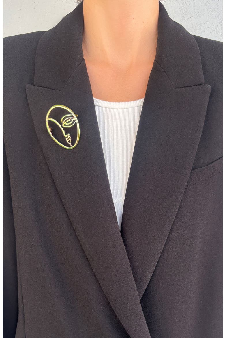Lady Face Brooch, Alternate, color, GOLD