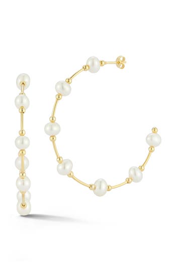 Chloe & Madison Chloe And Madison Pearl Hoop Earrings In Gold