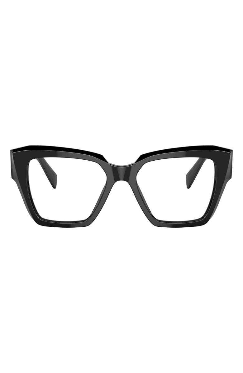 Prada 51mm Square Optical Glasses, Main, color, Black / Demo Lens