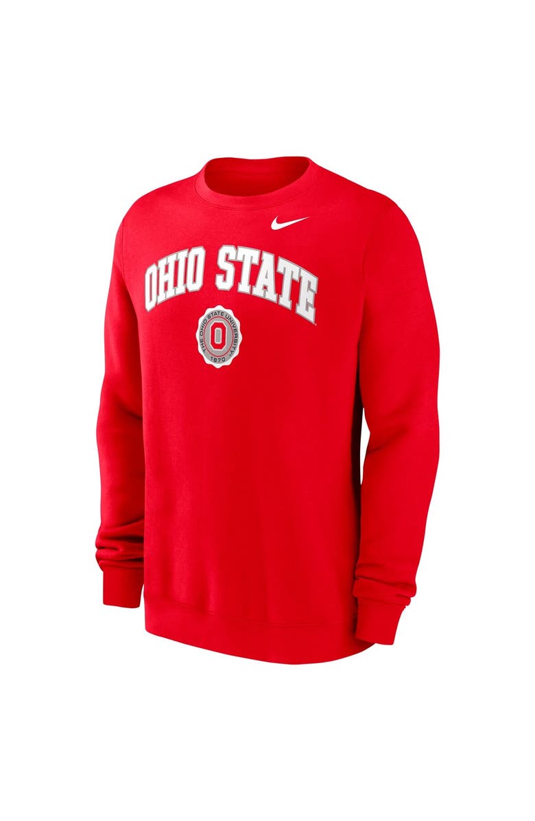 Nike Men's Nike Scarlet Ohio State Buckeyes Arched Seal Pullover Sweatshirt, Alternate, color, Scarlet