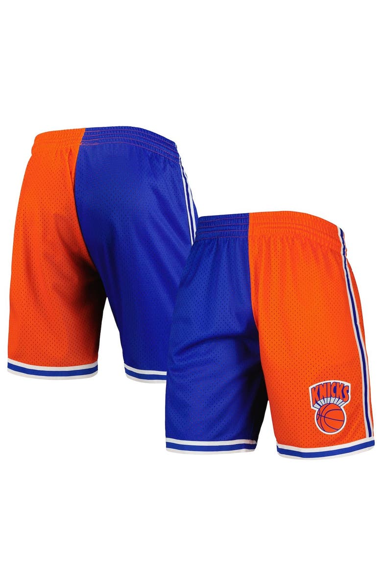 Mitchell & Ness Men's Mitchell & Ness Blue/Orange New York Knicks Hardwood Classics 1991 Split Swingman Shorts, Main, color, Blue
