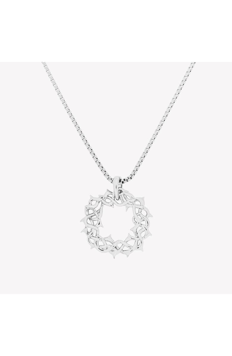Rizen Jewelry Crown of Thorns Large Pendant Necklace, Main, color, Sterling Silver