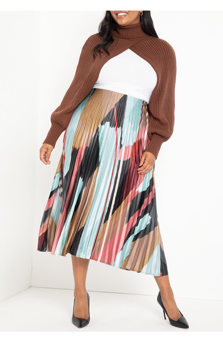 ELOQUII Turtleneck Sweater Sleeve Scarf, Alternate, color, Black