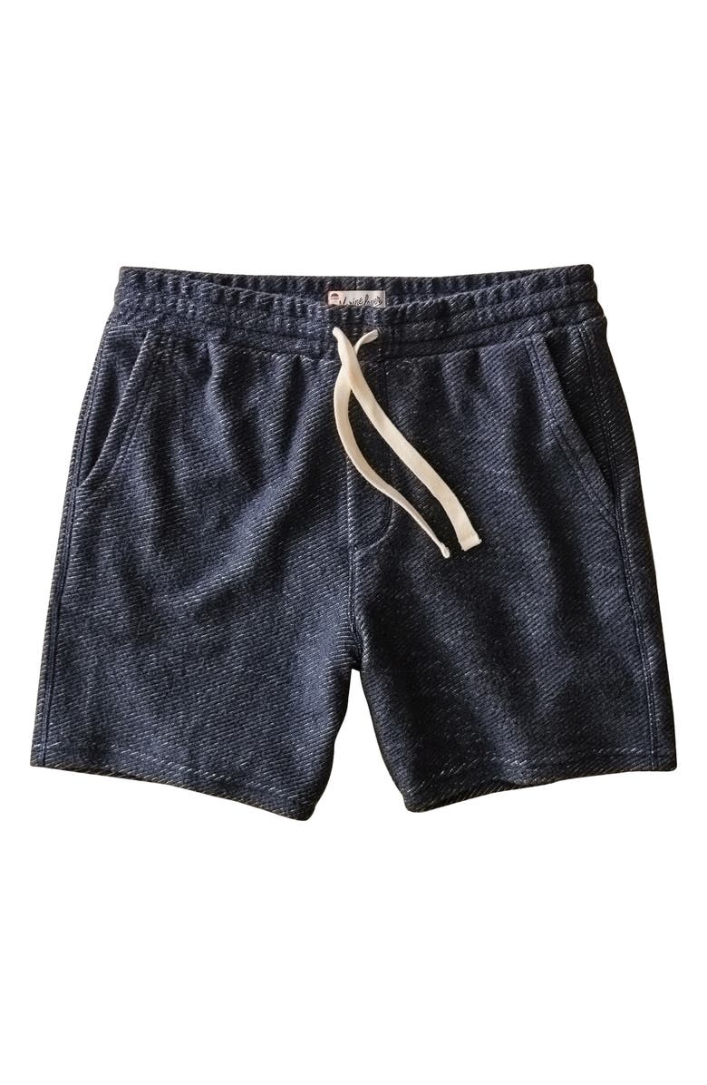 Marine Layer Portola Beach 6-Inch Organic Cotton Twill Drawstring Shorts, Alternate, color, Navy/ White
