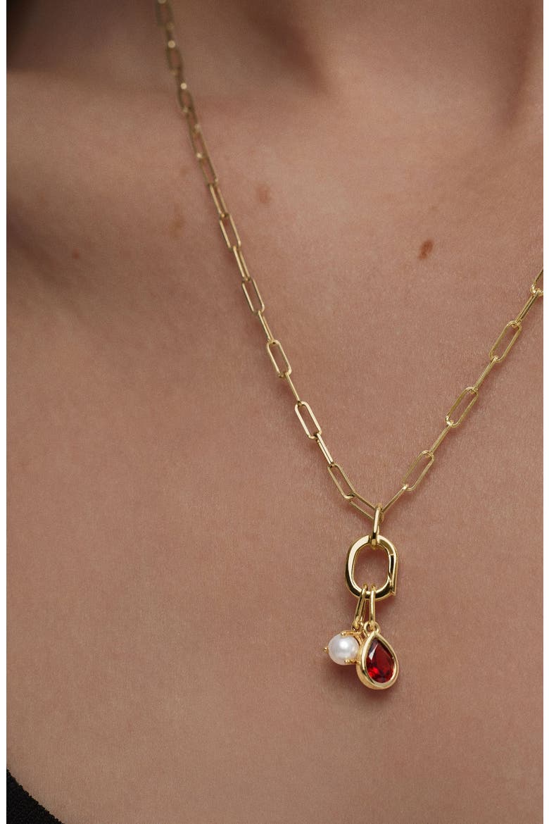 Pear Pendant Charm, Alternate, color, 10k Yellow Gold / Garnet