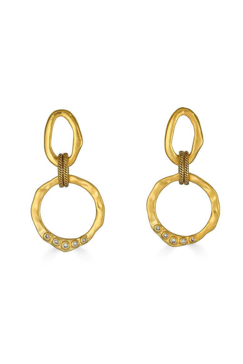Large Sculpted Circle Drop Earrings, Main, color, Gold