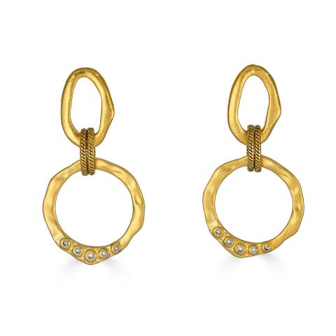 Large Sculpted Circle Drop Earrings