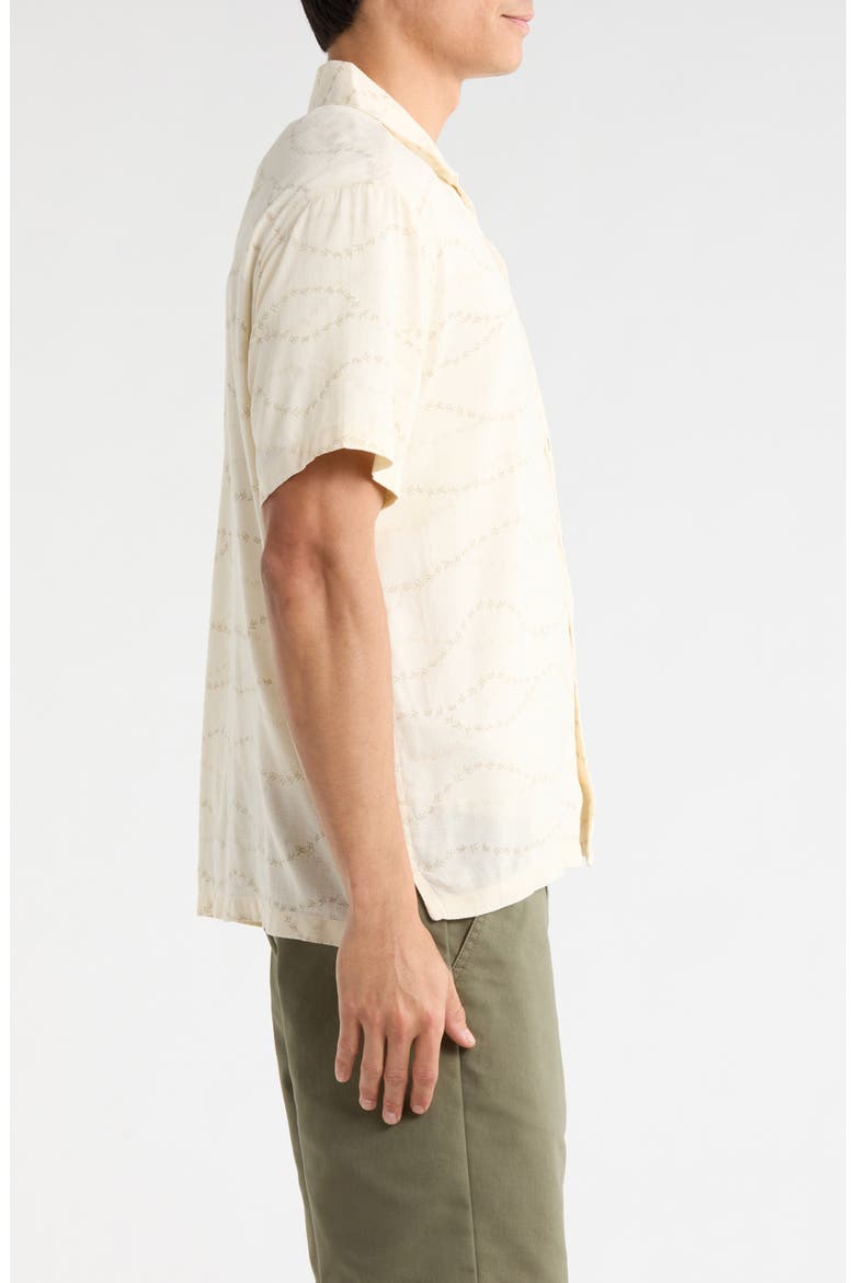 Bunker Slub Print Camp Shirt, Alternate, color, WHITECAP/ BLACK SWALLOWS