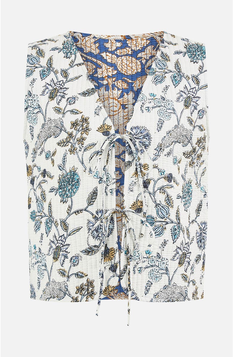 Yumi Floral Reversible Quilted Vest Jacket, Alternate, color, White