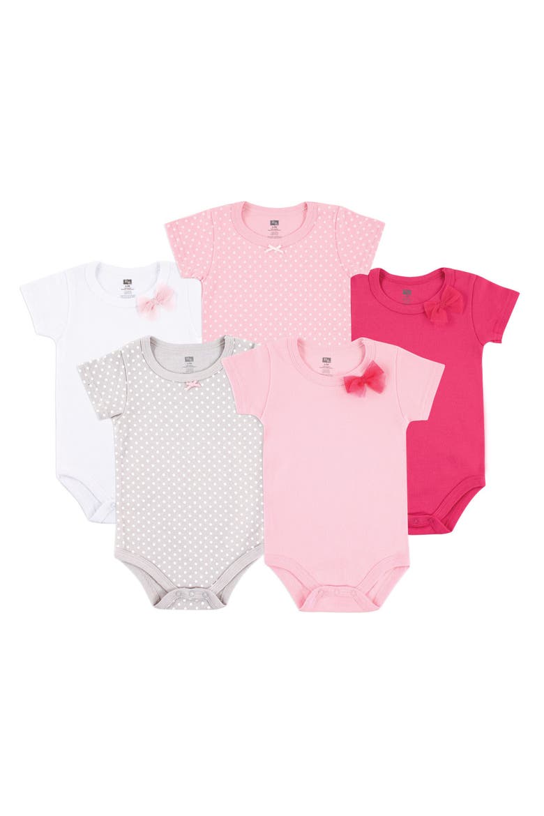 5Pk of Soft Cotton One-Pieces, Main, color, Basic Bow
