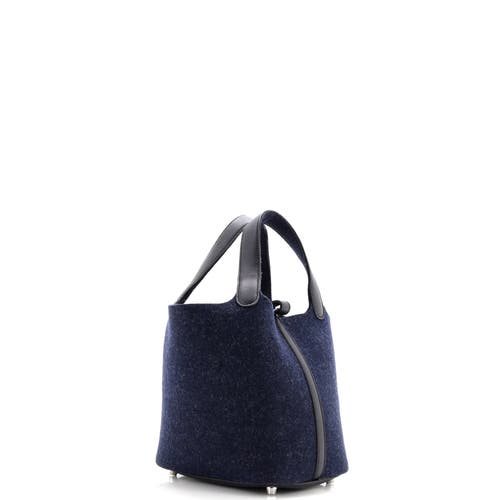 Pre-owned Hermes Hermes Picotin Lock Bag Felt With Leather Pm In Blue