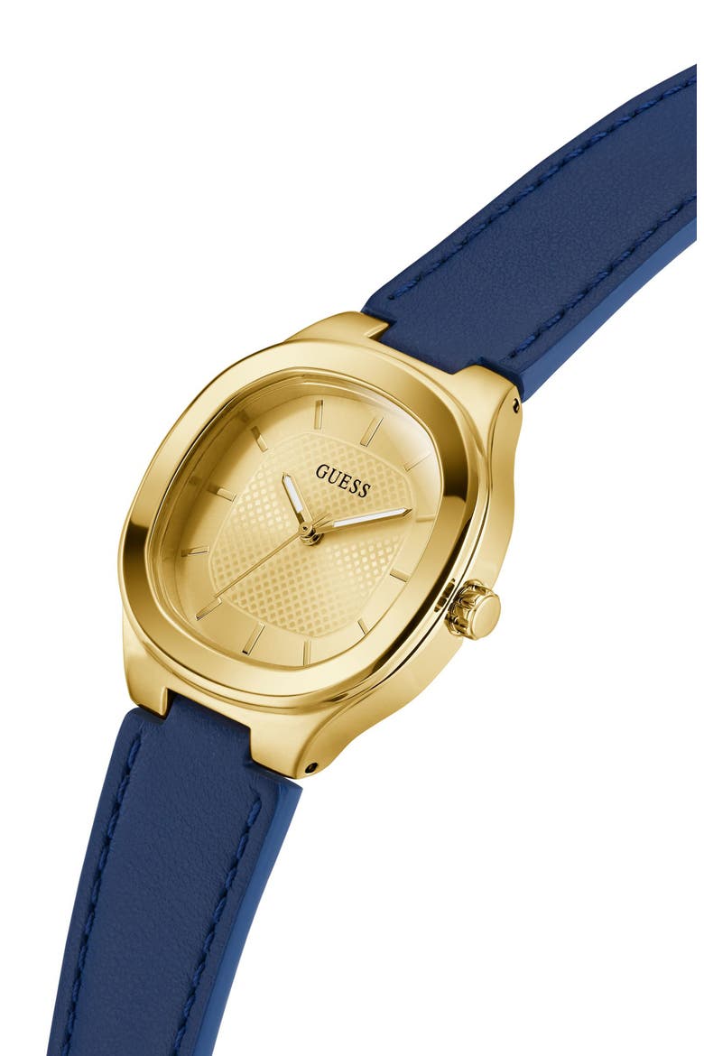 Square Goldtone Leather Strap Watch, 32mm, Alternate, color, CHAMPAGNE