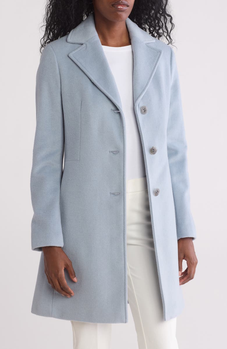 Calvin Klein Notch Wool Blend Coat, Alternate, color, Chambray