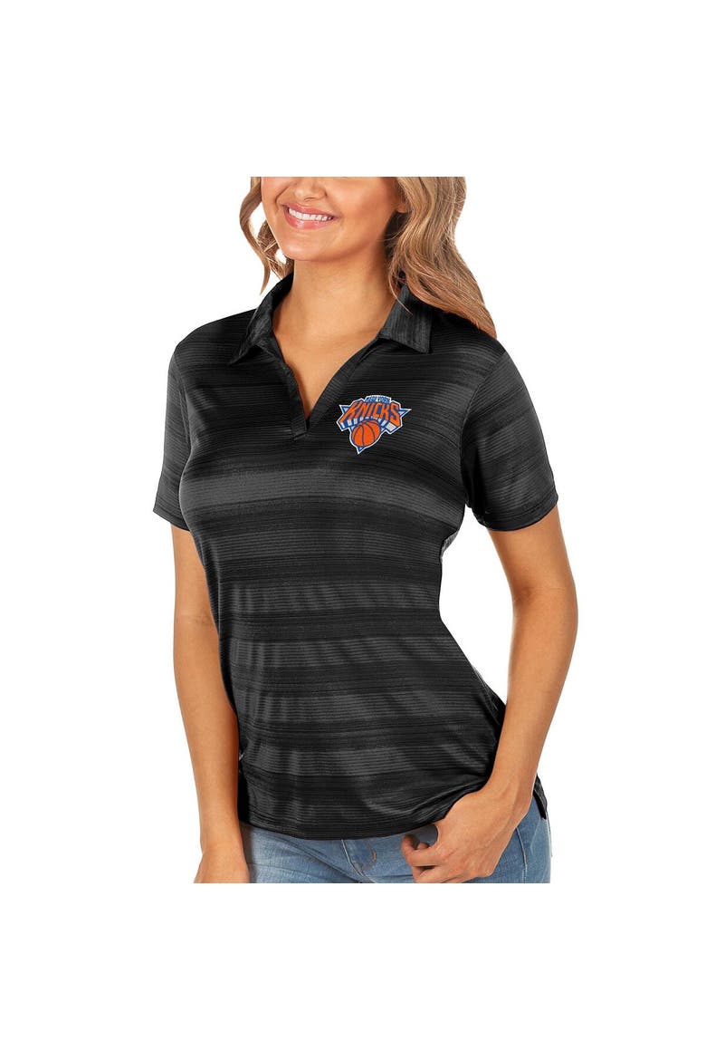 Women's Antigua Black New York Knicks Compass Polo, Alternate, color, Black