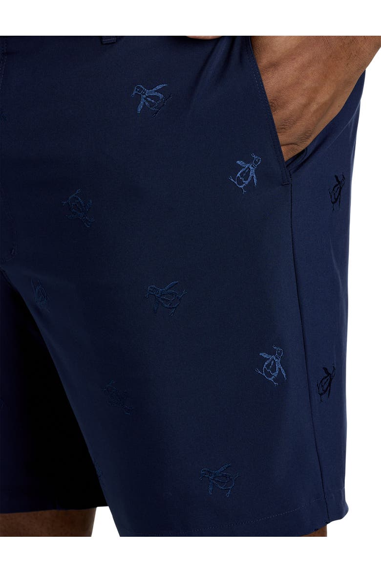 Big & Tall Space Dyed Embroidered Shorts, Alternate, color, BLACK IRIS