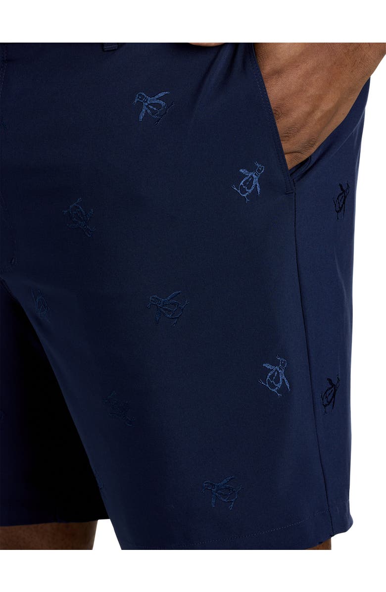 Original Penguin Big & Tall Space Dyed Embroidered Shorts, Alternate, color, Black Iris