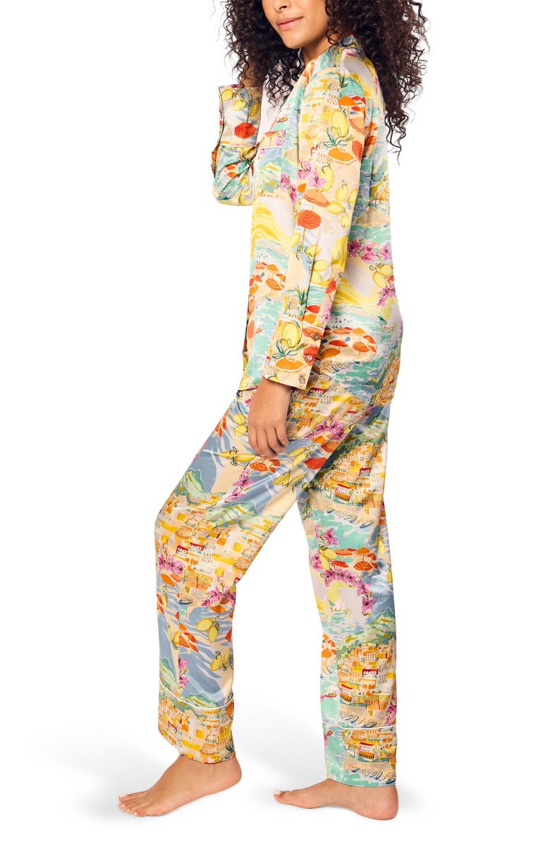 Petite Plume La Dolce Vita Print Mulberry Silk Pajamas, Alternate, color, 