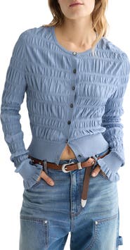 Scotch & Soda Smocked Crewneck Cardigan