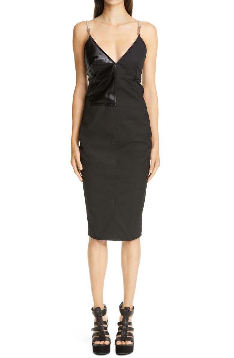 Rick Owens Hook Strap Satin Panel Dress, Main, color, 