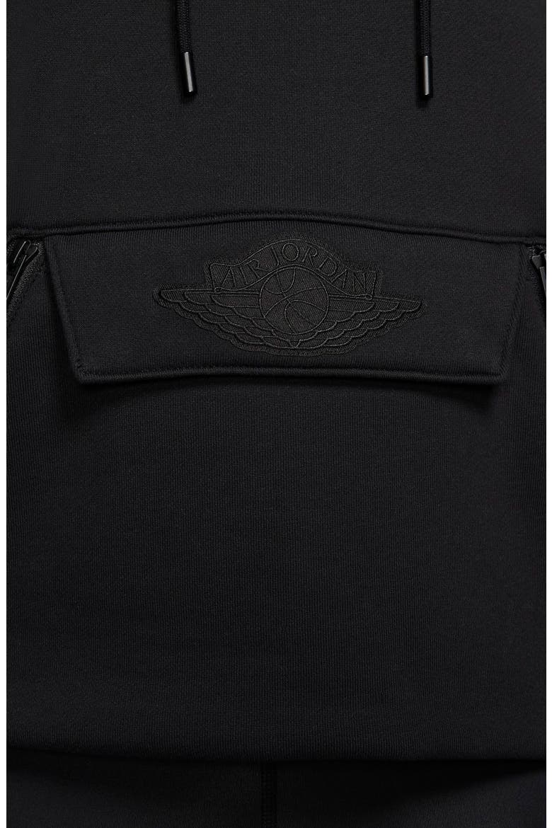 Nike Jordan Fleece Crop Hoodie, Alternate, color, BLACK/ BLACK/ WHITE