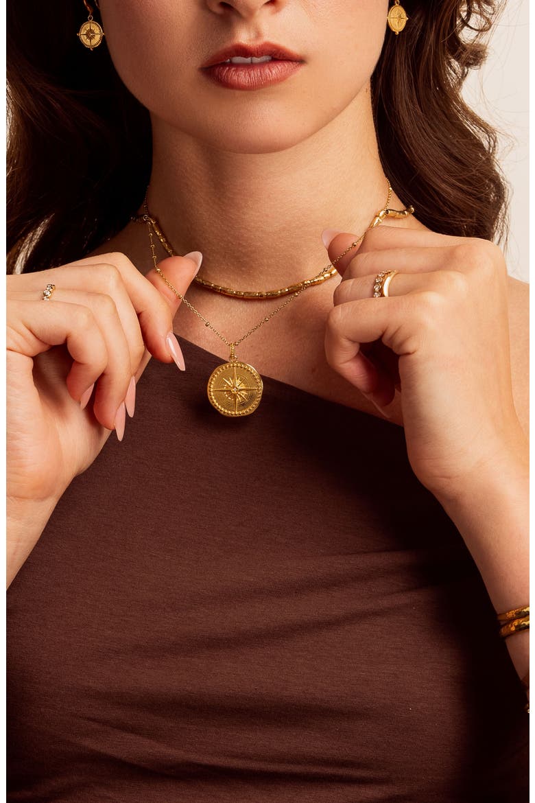 Diamond True North Talisman Necklace, Alternate, color, Yellow Gold Vermeil