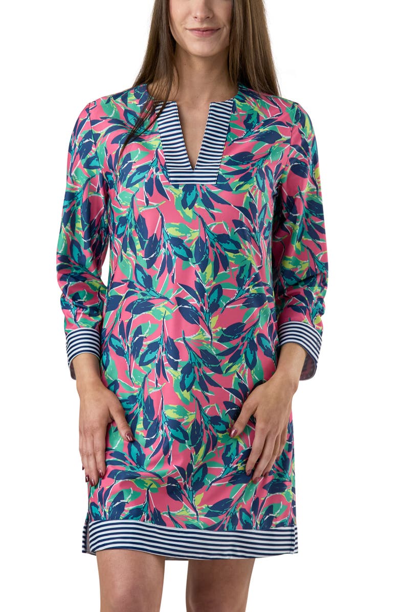 UV Skinz Island UPF Tunic Dress, Main, color, Tropical Pink Palm