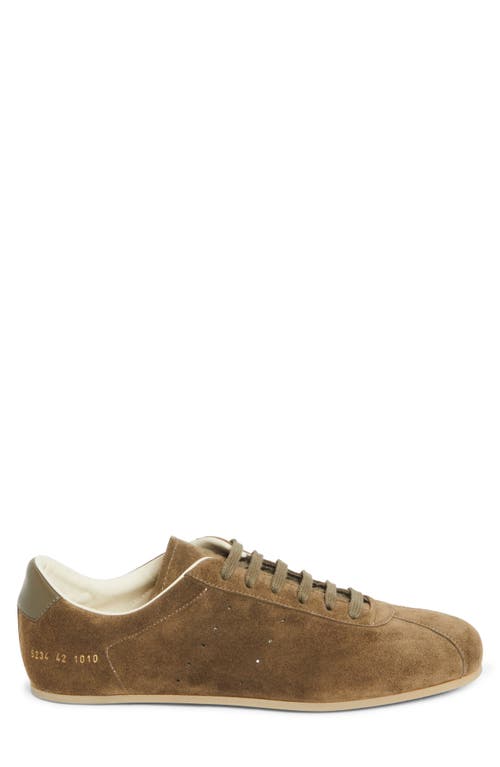 Common Projects Streamlined Suede Sneakers With Perforated Rubber Sole In Brown