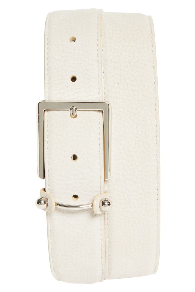 Chambeliss Leather Belt, Main, color, BG3E-BEIGE/ SILVER