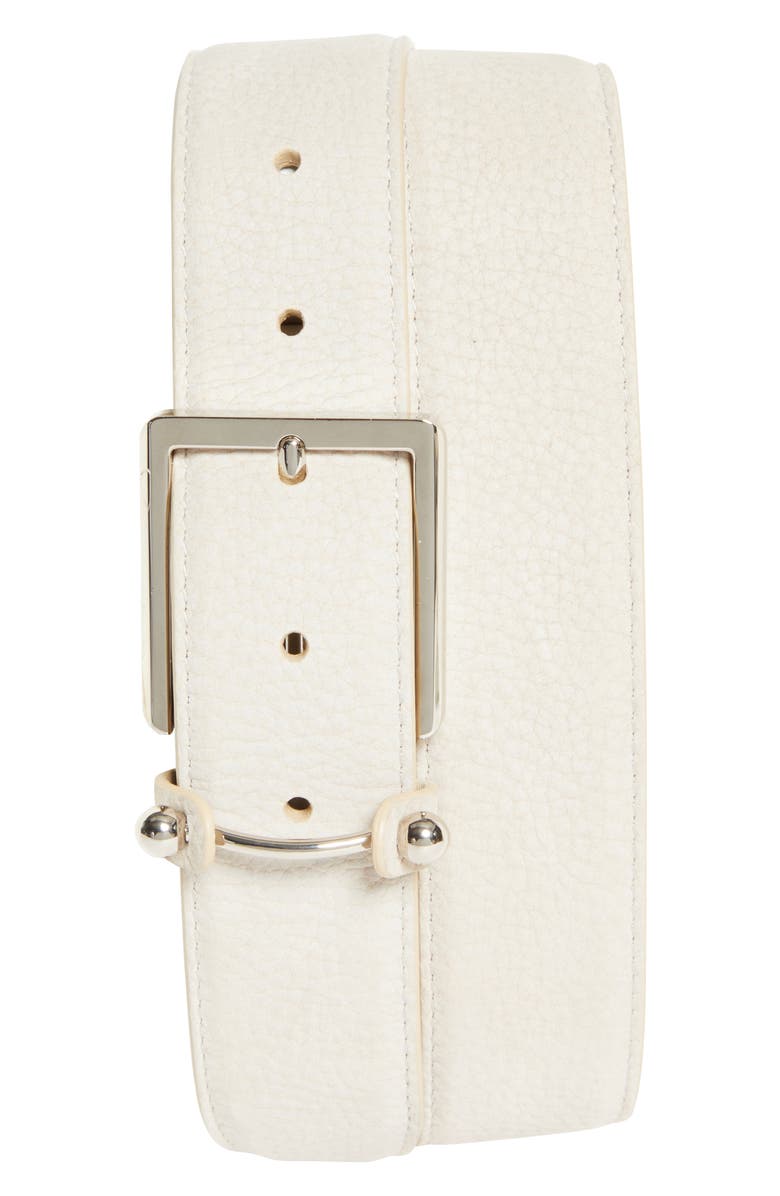 Christian Louboutin Chambeliss Leather Belt, Main, color, Bg3e-Beige/ Silver