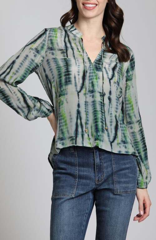 Apny Floral Print Popover Top In Grey Multi