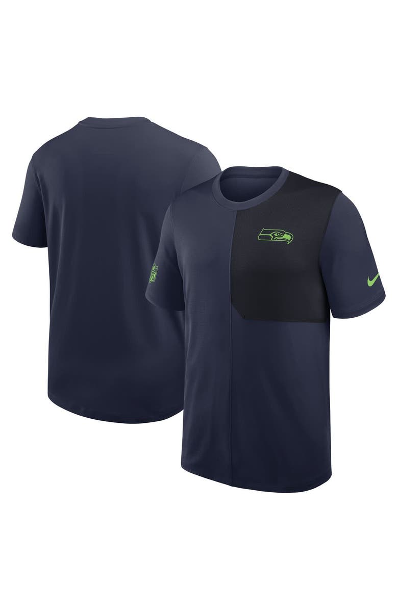Nike Men's Nike College Navy Seattle Seahawks Sideline UV Performance Coach Shirt, Main, color, College Navy