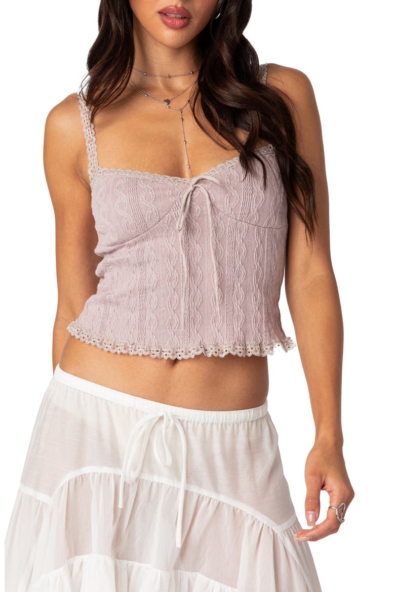 Lacy Crop Knit Camisole, Main, color, MAUVE