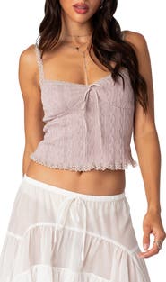 EDIKTED Lacy Crop Knit Camisole