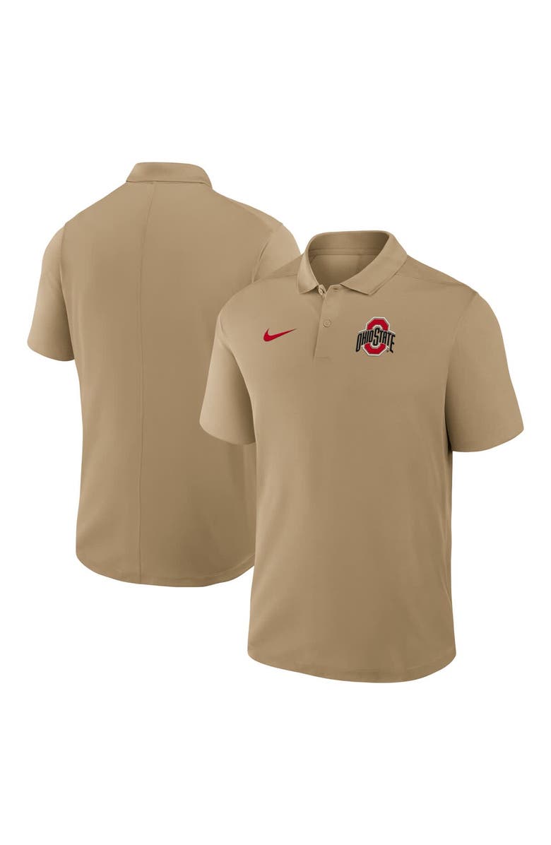Nike Men's Nike Tan Ohio State Buckeyes Primetime Victory Primary Logo Performance Polo, Alternate, color, 