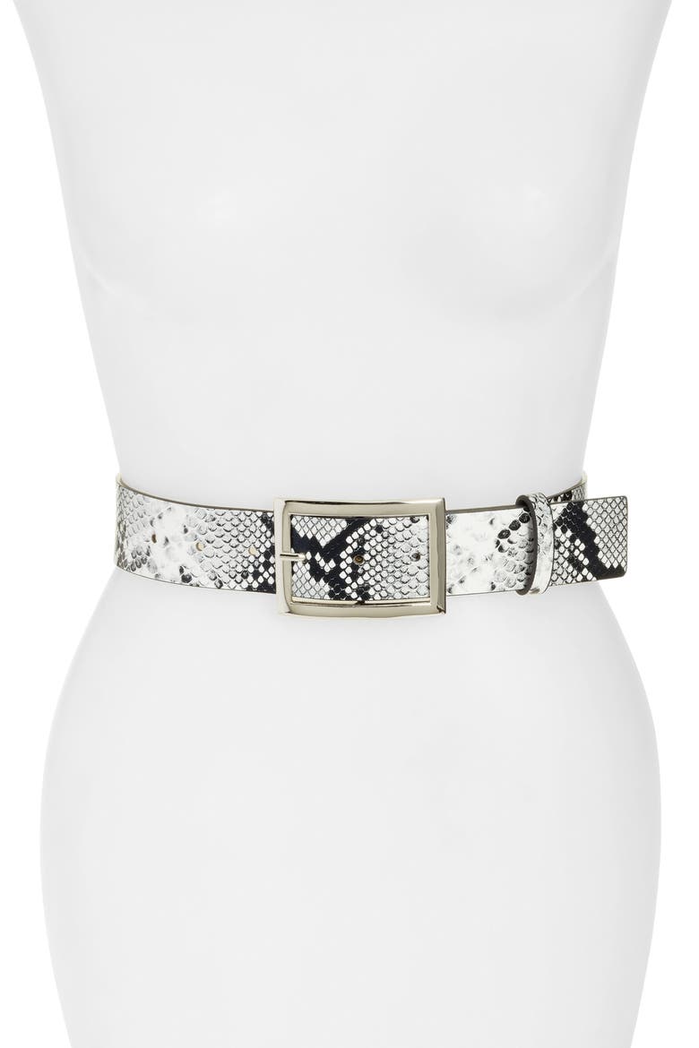 Women's Metallic Snake Print Belt, Main, color, BLACK COMBO