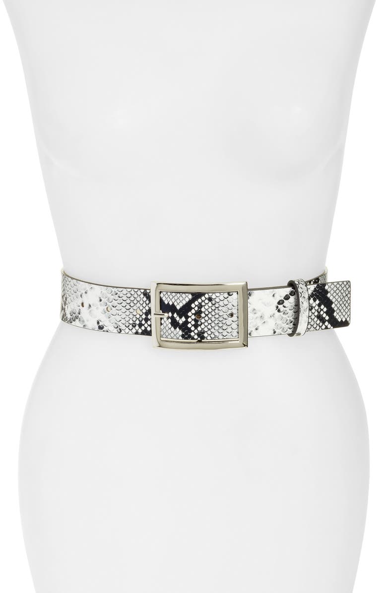 Halogen<sup>®</sup> Women's Metallic Snake Print Belt, Main, color,