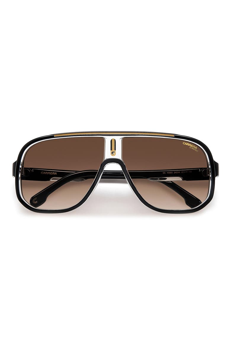 63mm Oversize Rectangular Navigator Sunglasses, Alternate, color, BLACK GOLD/ BROWN GRADIENT