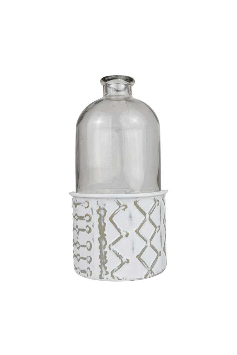 Geometric Bud Vase Metal & Glass, Main, color, Gray